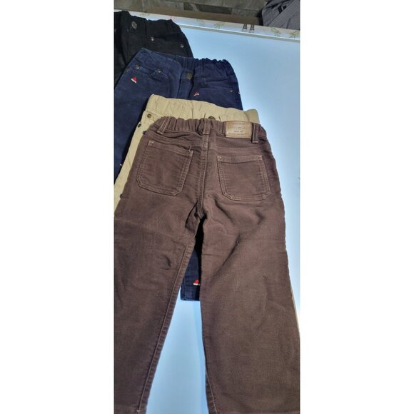 Lot 4 Janie and Jack Boys Corduroy Pants Size 3 | Brown Navy Beige | Holiday Emb - Picture 6 of 15